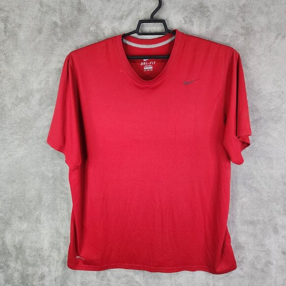 Mens Red Nike Dri-Fit Athletic Shirt Short Sleeve Crew Neck Size XXL - Picture 2 of 8
